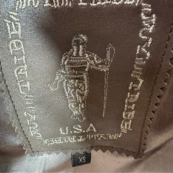 My Tribe Leather Moto Jacket Brown Full Zip Asymmetric Hem Biker Rocker XS Y2K - Picture 12 of 16